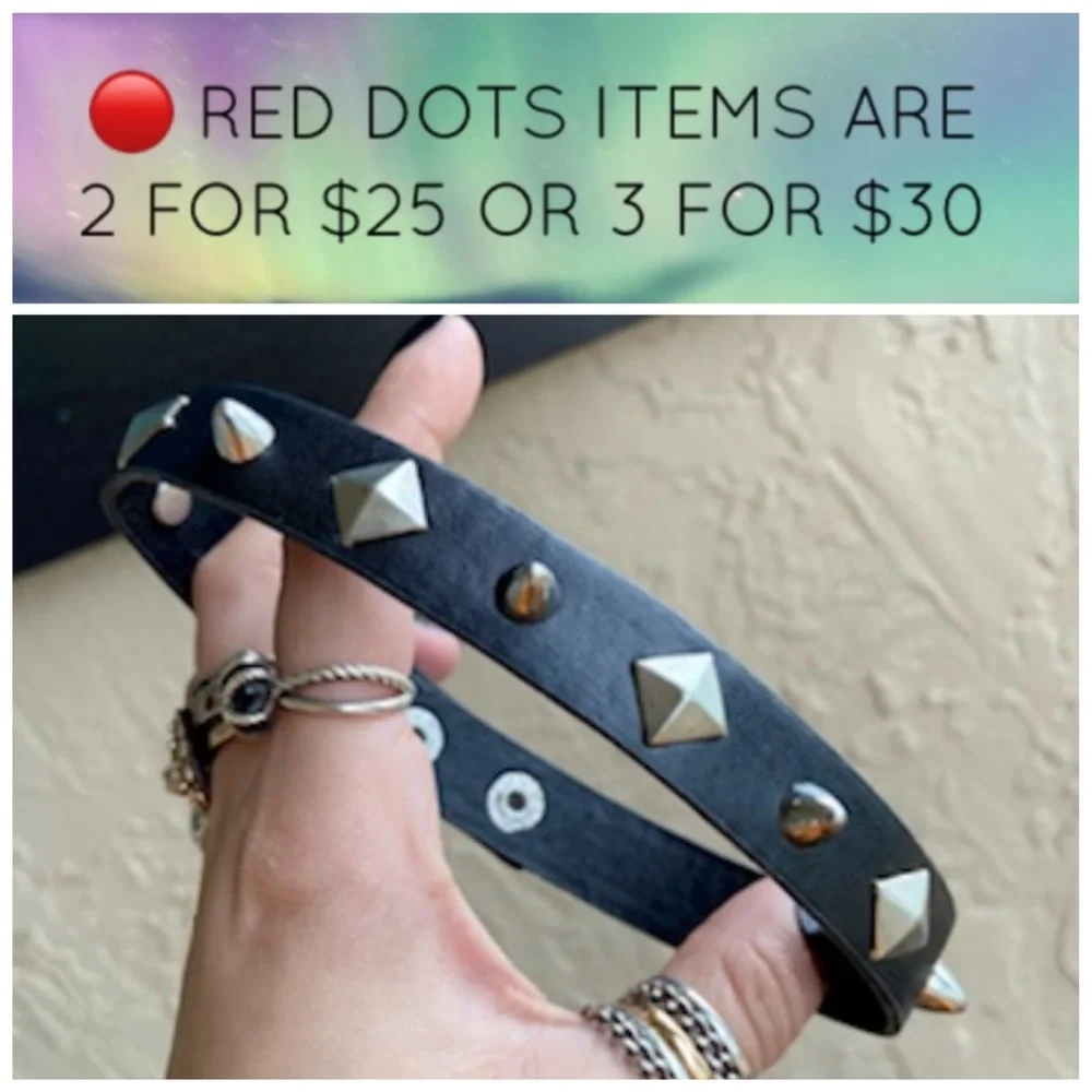 🔴Sale . Black Vegan leather metal spike studs choker necklace